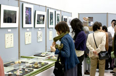 来場者を釘付けにし感動させた『写真と和菓子の融合』展示風景